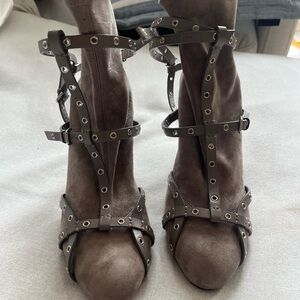 Brand new JIMMY CHOO B159 Sock Boot with Leather Buckles Grey, size 40 EU